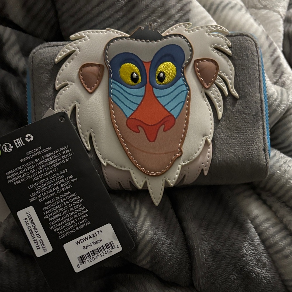 Loungefly Rafiki Gray Blue Multi-Color Zip Wallet